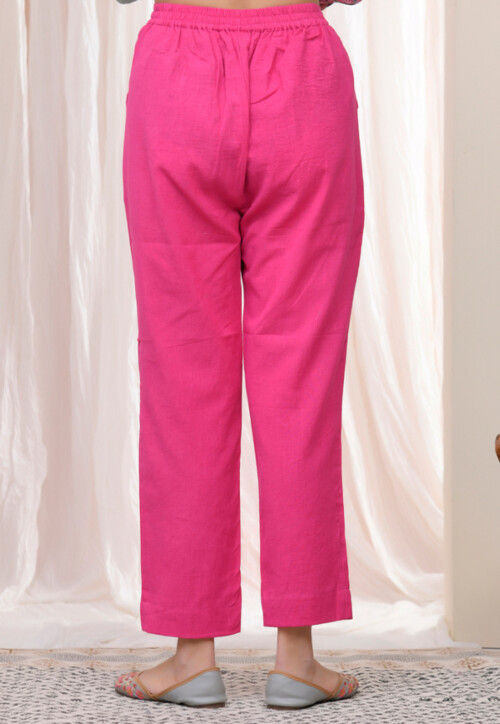 Solid Color Cotton Flex Pant in Fuchsia