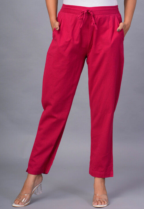Solid Color Cotton Pant in Pink