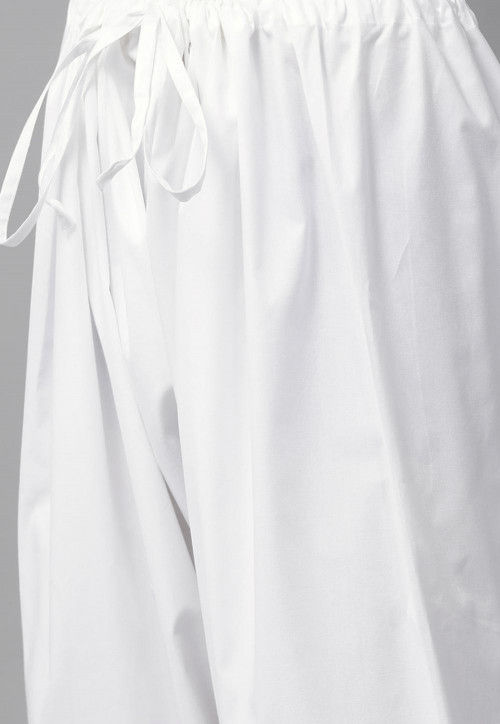 Solid Color Cotton Pathani Suit in White