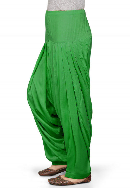 Solid Color Cotton Patiala in Green