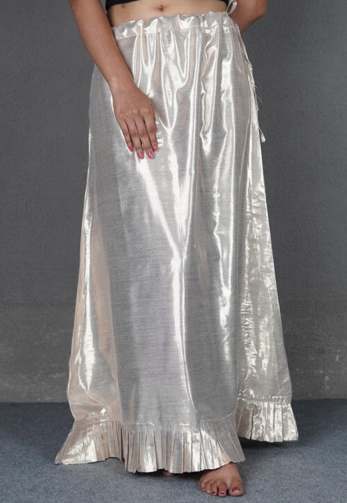 Solid Color Cotton Shimmer Petticoat in Off White
