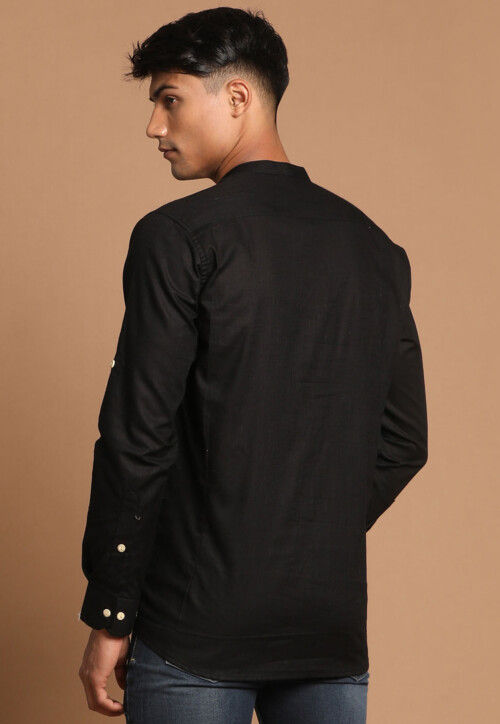 Solid Cotton Blend Short Kurta