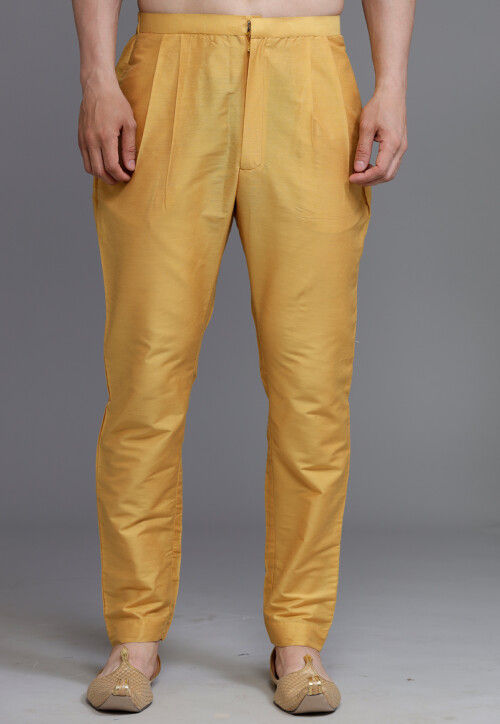 Solid Color Cotton Silk Pant in Beige