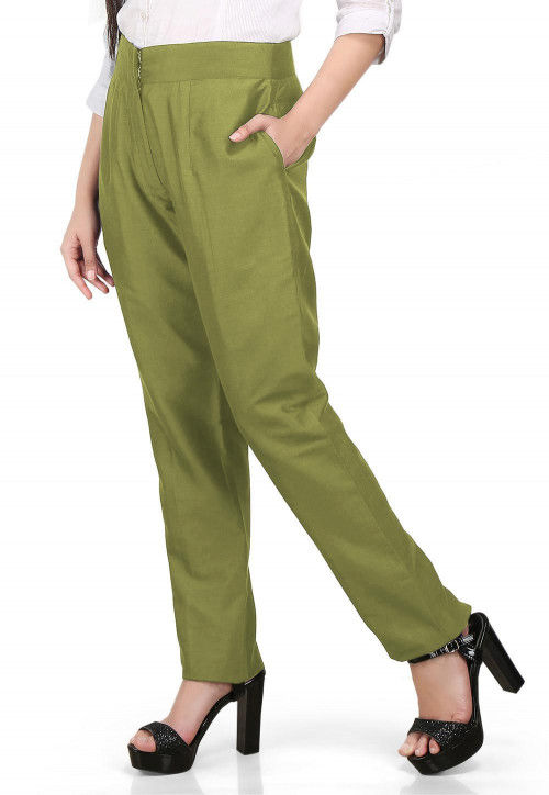 Parrot Green Modal Chanderi Cotton Pant Salwar Suits | Cotton bottoms,  Cotton pants, Fashion