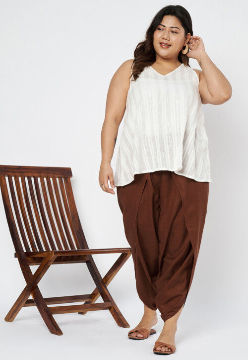 Solid Color Cotton Tulip Pant in Brown