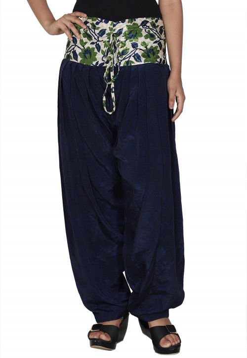 Solid Color Crepe Salwar in Navy Blue