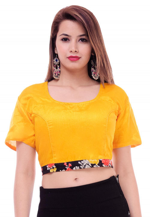 Solid Color Dupion Silk Blouse in Yellow