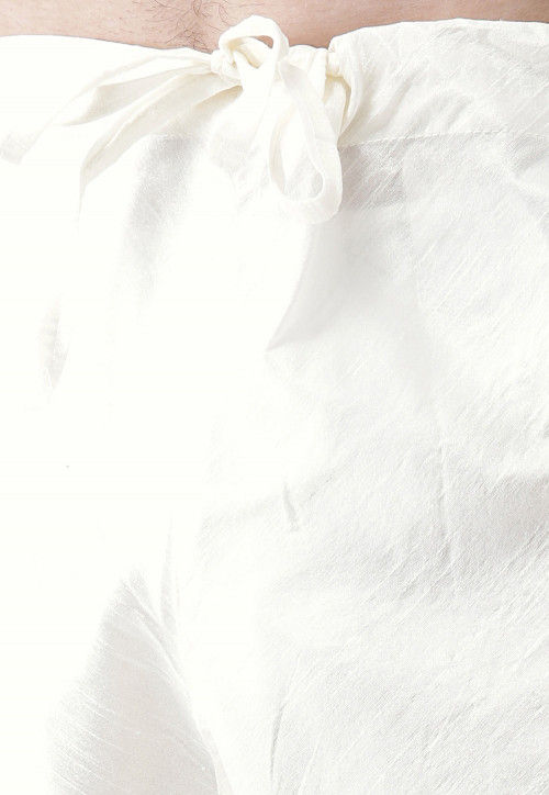 Solid Color Dupion Silk Churidar in White