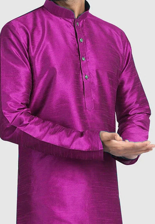 Solid Color Dupion Silk Kurta in Purple