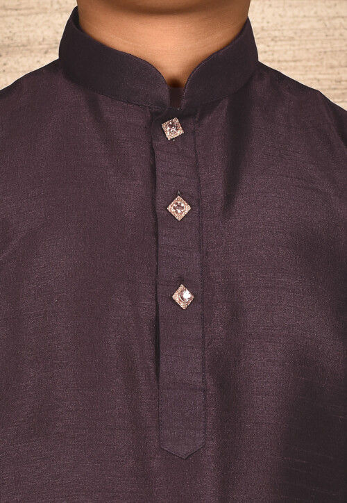 Solid Color Dupion Silk Kurta in Wine
