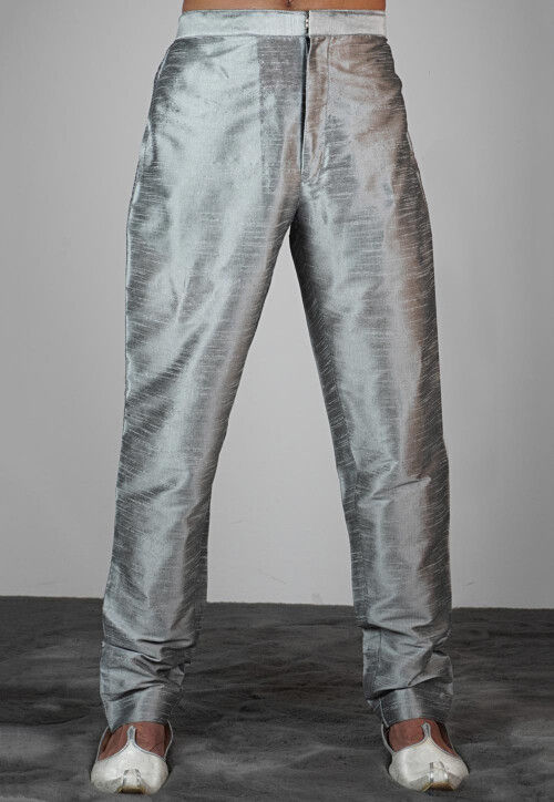 Solid Color Dupion Silk Pajama in Grey