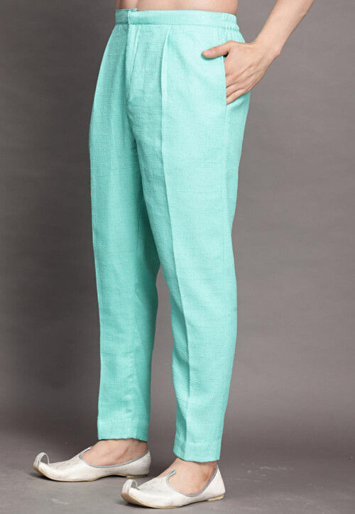 Solid Color Dupion Silk Pajama in Turquoise