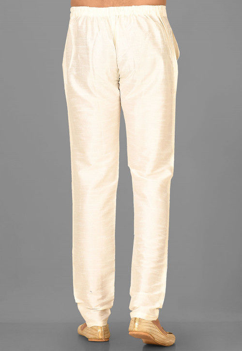 Buy Solid Color Dupion Silk Pant in Cream Online : MLC1551 - Utsav Fashion