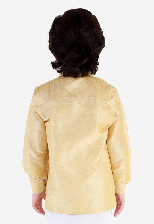Solid Color Dupion Silk Shirt in Light Beige