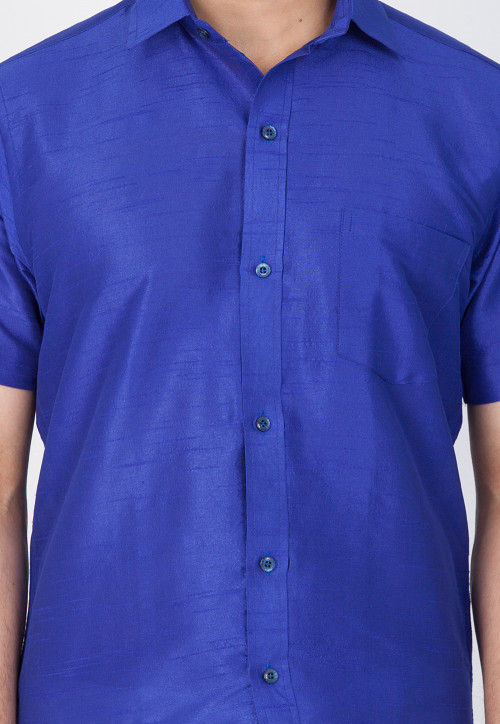 mens navy blue silk shirt