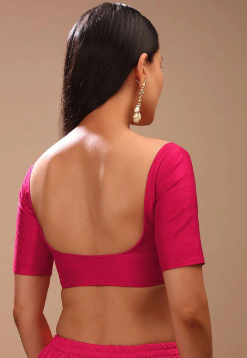 Solid Color DupionBlouse in Fuchsia