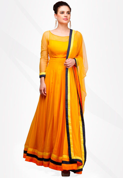 Jaya Yellow Designer Cotton Anarkali Suit Set for Women Online – UrbanStree