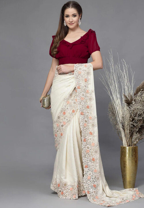 Solid Color Georgette Blouse in Maroon