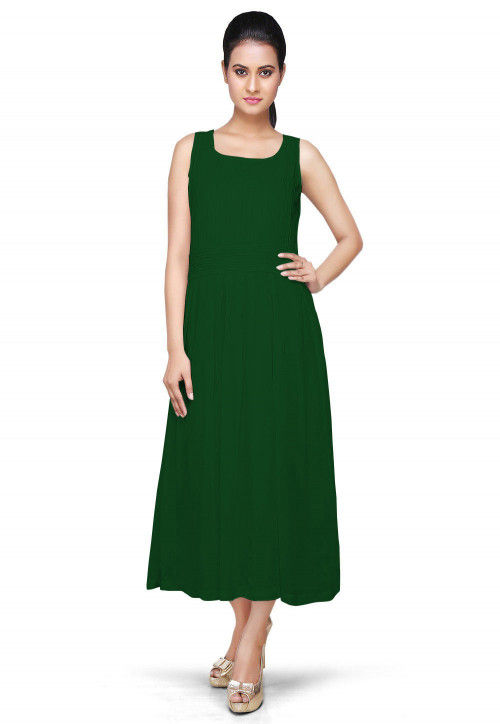 green georgette dress