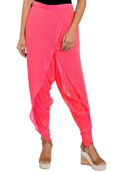 Buy Solid Color Georgette Tulip Dhoti Pant in Pink Online BNJ1048 Utsav Fashion