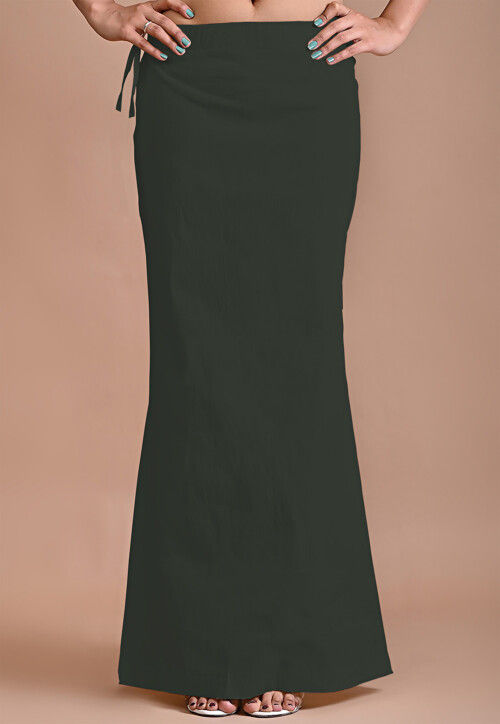Solid Color Lycra Cotton Shapewear Petticoat in Dark Green : UUB1104