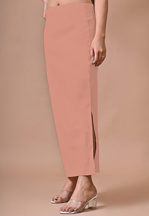 Solid Color Lycra Cotton Shapewear Petticoat in Peach : UUB1084