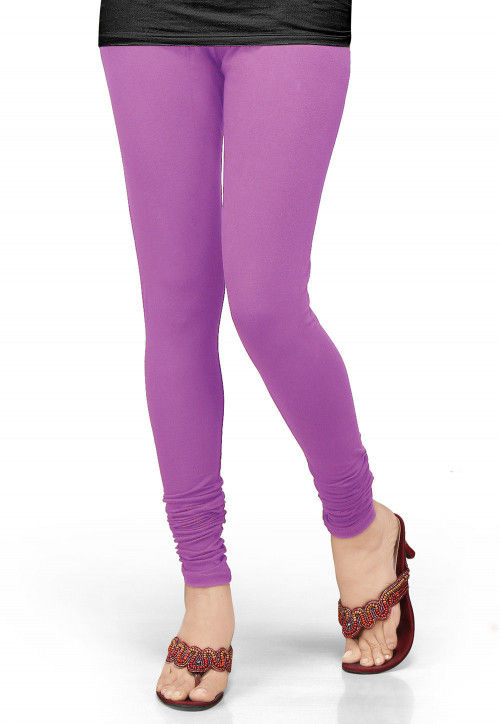 Solid Color Lycra Leggings in Light Purple : BNJ821