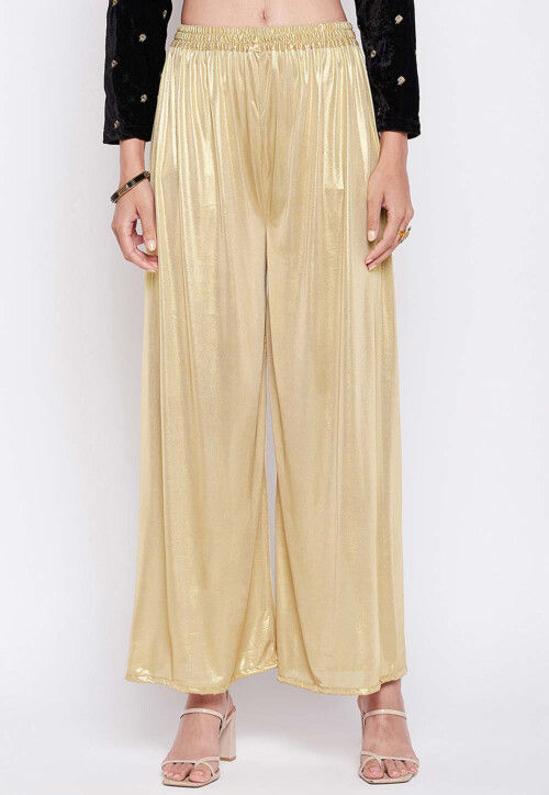 Golden Cotton Shimmer Palazzo Pant at Rs 160 in Moga | ID: 15479295955