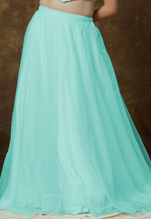 Solid Color Organza Skirt in Turquoise