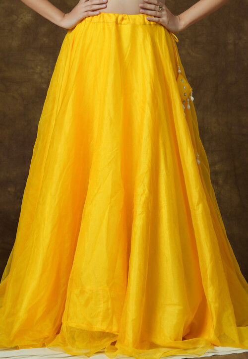 Solid Color Organza Skirt in Yellow