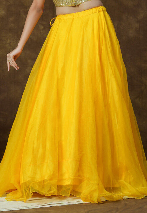 Solid Color Organza Skirt in Yellow