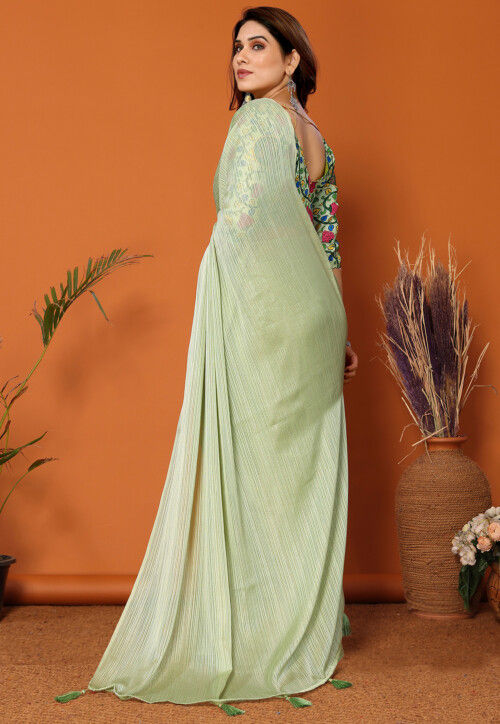 Solid Color Saree Buy Solid Color Polyester Brasso Saree in Light Green Online : SPF11941 ...