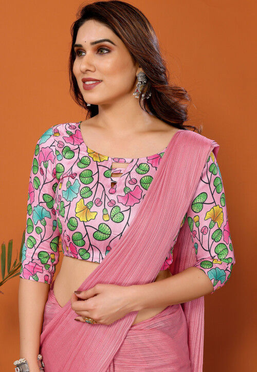 Solid Color Saree Buy Solid Color Polyester Brasso Saree in Pink Online : SPF11942 ...