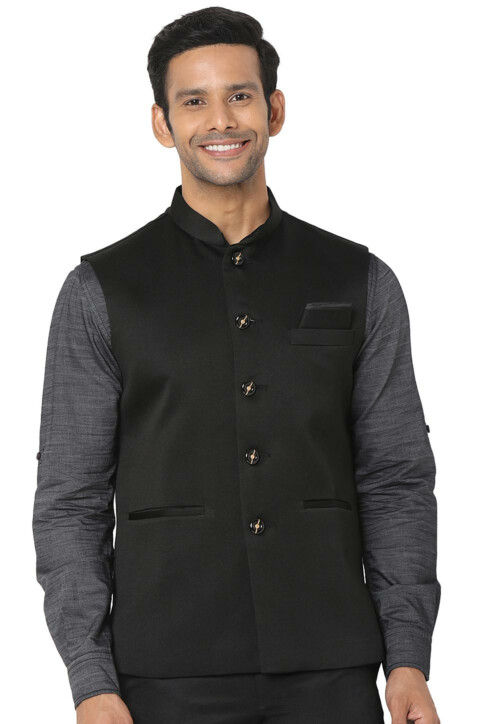 Buy Black Solid Men Nehru Party Wear Jacket Cotton Wool for Best Price,  Reviews, Free Shipping