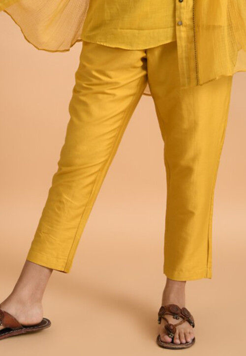 Buy NOZ2TOZ Women's Ethnic Motifs Yoke Design Pure Silk Anarkali Kurta with  Trousers & Dupatta Online at Best Price | Distacart