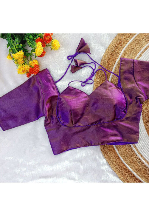Pure Kanjivaram Silk Blouse in Purple