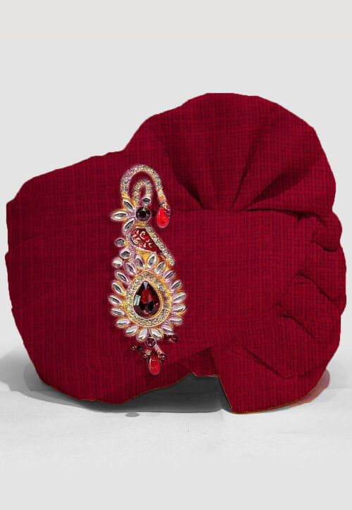 Solid Color Pure Kota Silk Unisex Turban in Maroon
