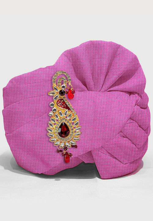 Solid Color Pure Kota Silk Unisex Turban in Pink