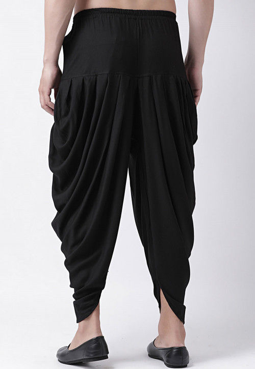 Solid Color Rayon Dhoti Pant in Black : MVE1158