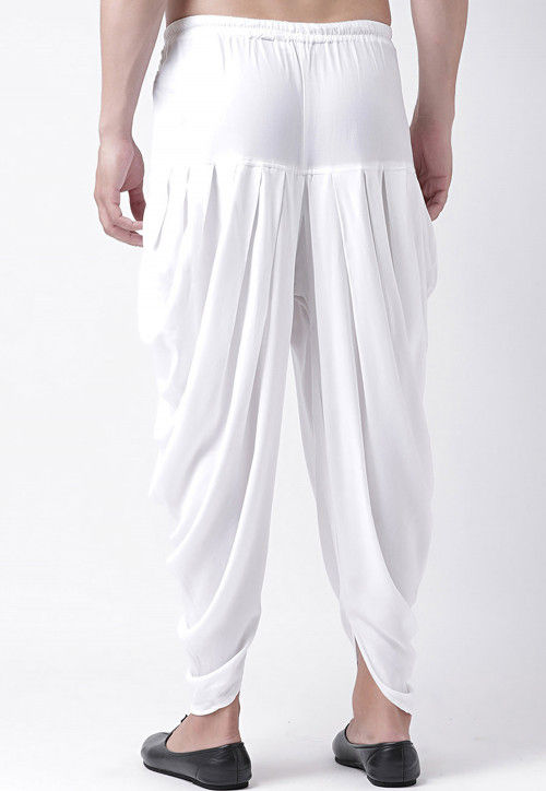 Solid Color Rayon Dhoti Pant in White : MVE1157