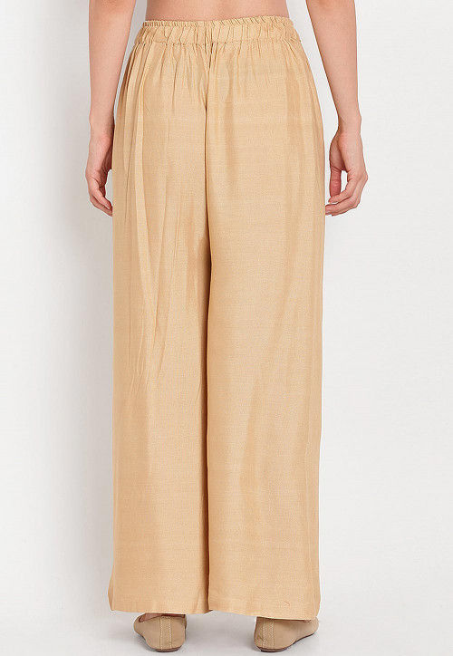 Solid Color Rayon Palazzo in Beige : BDZ415