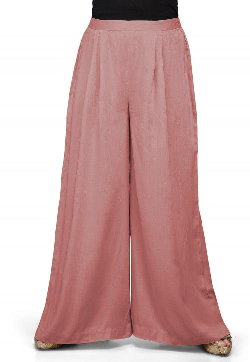 Buy DONSON Women's Solid Wide Leg Palazzo Lounge Pants Casual (PEACH)  Online at Best Prices in India - JioMart.