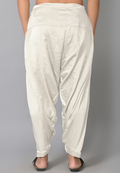 White Solid Woolen Afghani Salwar main image 0