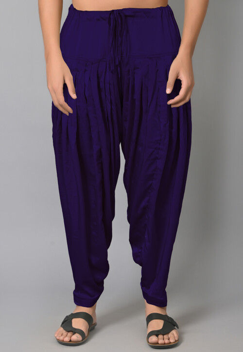 Solid Color Satin Afghani Salwar in Purple