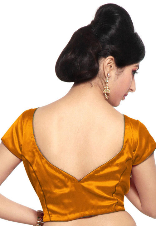 Solid Color Satin Blouse in Mustard