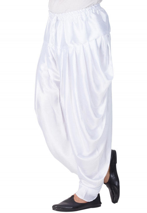 Buy Solid Color Dupion Silk Dhoti Pant in White Online : MTR2272 ...