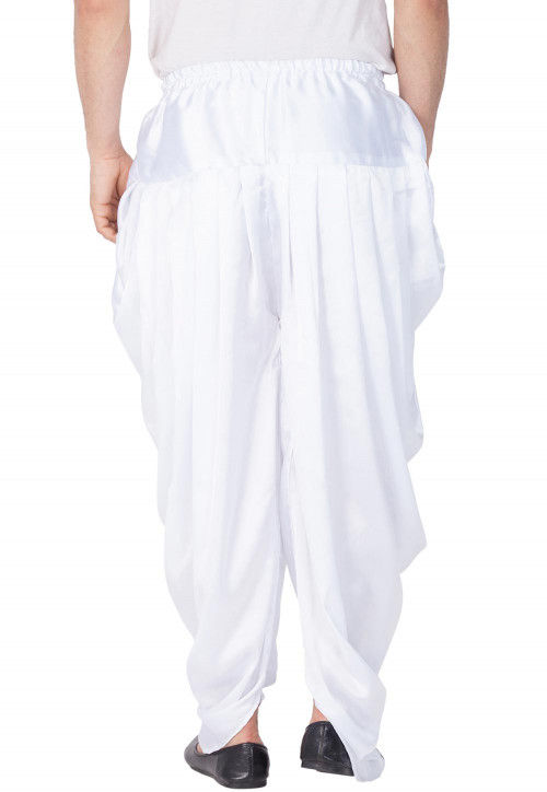 Solid Color Satin Dhoti Pant in White : MTR2272