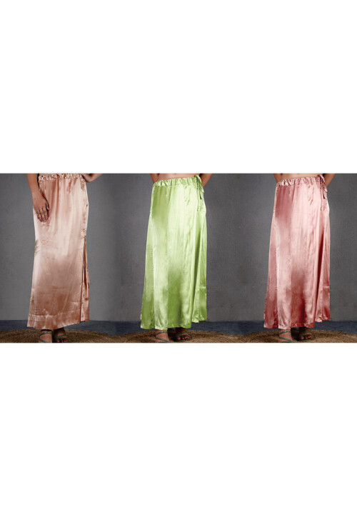 Solid Color Satin Petticoat Combo Set in Multicolor : UAC386
