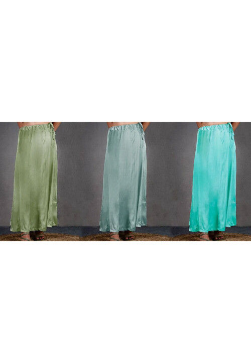 Solid Color Satin Petticoat Combo Set in Multicolor