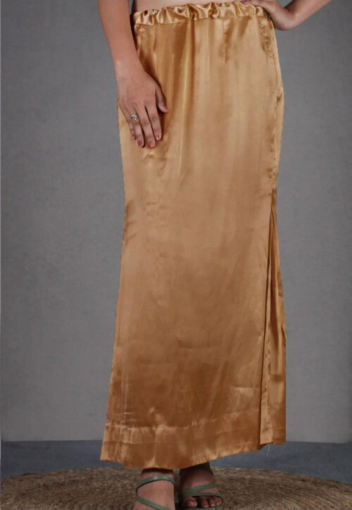 Solid Color Satin Petticoat in Dark Beige
